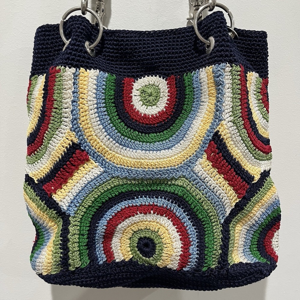 THE SAK Colorful Crochet Shoulder Bag Handbag Boho Granny Circles Hippie Indie - Picture 5 of 5